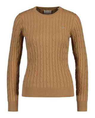 Gant naisten palmikkoneule Cotton Cable C-neck