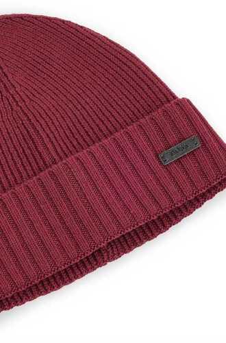 BOSS kudottu villapipo viininpunainen