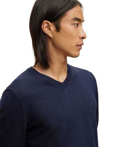 BOSS miesten merinoneule Baram-L, tummansininen