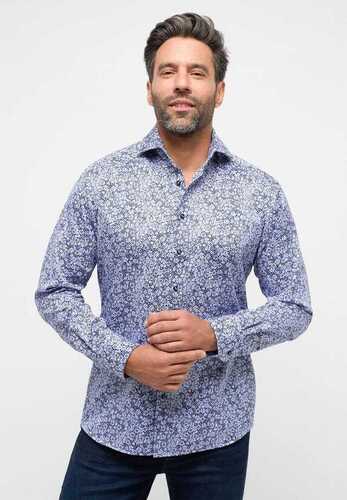 ETERNA printti kauluspaita modern fit sininen