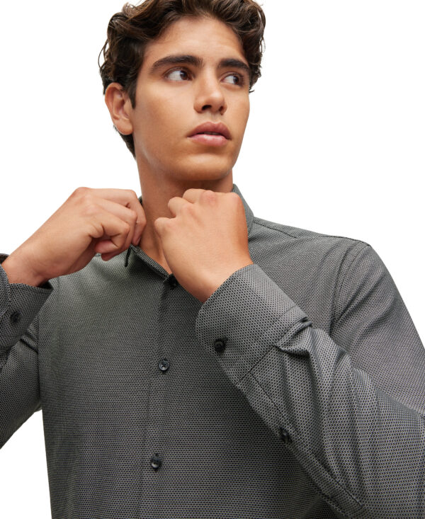 BOSS harmaa slim-fit kauluspaita - Image 4