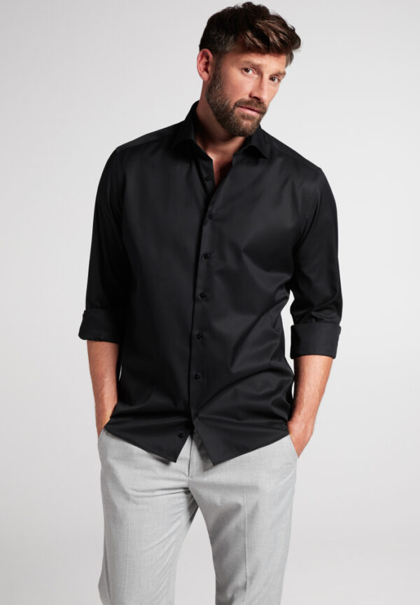 ETERNA kauluspaita slim-fit musta - Image 2