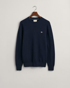 Gant tummansininen Neule Micro cotton c-neck