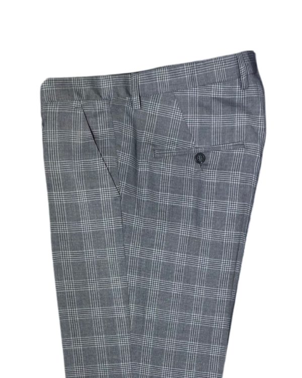 Ruudullinen harmaa villapuku extra slim-fit - Image 4