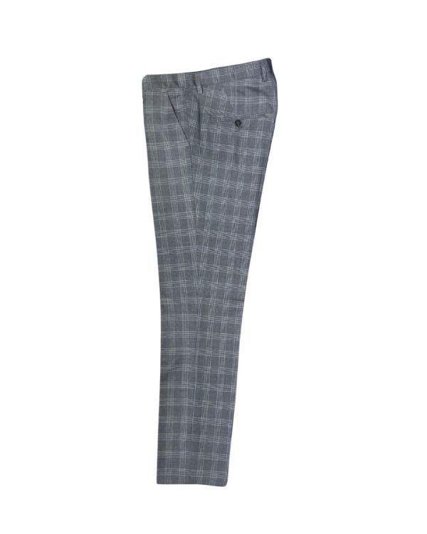 Ruudullinen harmaa villapuku extra slim-fit - Image 2
