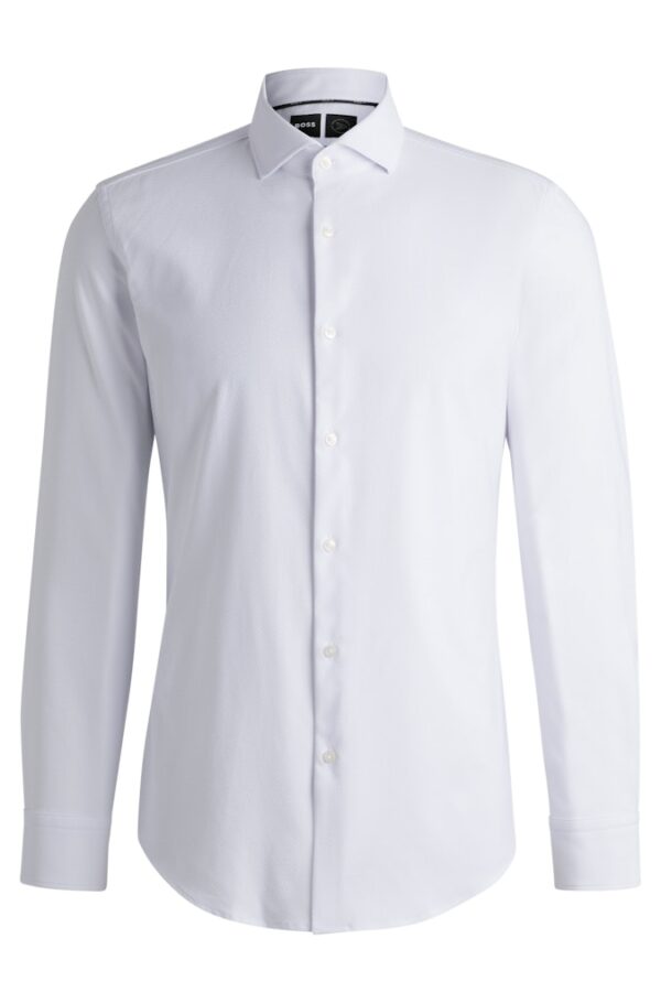 Valkoinen slim-fit premium-kauluspaita BOSS