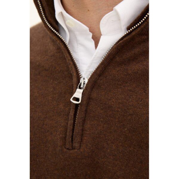 Oscar Jacobson 'Patton Half-zip' villaneule ruskea - Image 3