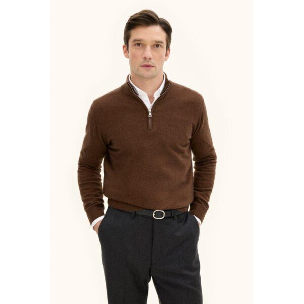 Oscar Jacobson 'Patton Half-zip' villaneule ruskea