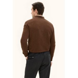 Oscar Jacobson ’Patton Half-zip’ villaneule ruskea